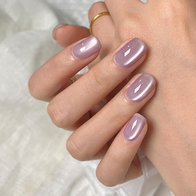 GAOY Jelly Purple Cat Eye Gel Nail Polish, 16ml Glitter Holographic Nail Polish with Magnet, Reflective Translucent UV Gel, 2332 Mystic Violet