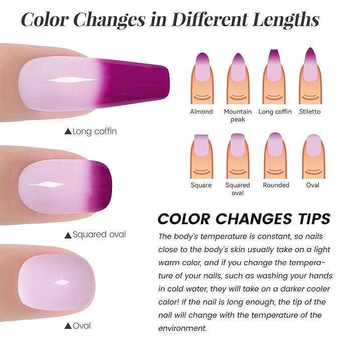 YTD Likomey Color Changing Gel Nail Polish,15ml Nude Pink To Plum Grape Purple Mood Temperature Change Colors Ombre Thermal Salon Home Fall Winter Manicure UV Nails Varnish,WB12