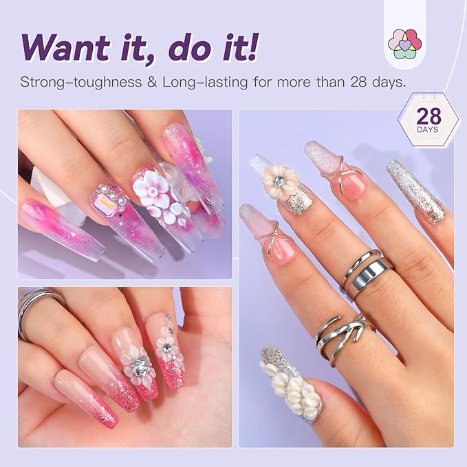 SAVILAND Acrylic Nail Kit Starter Set: 30g Clear Acrylic Powder and Liquid Set with Size 12 Nail Brush Forms Tools Extension Nail Kit for Beginners with Everything Home DIY Salon Manicure