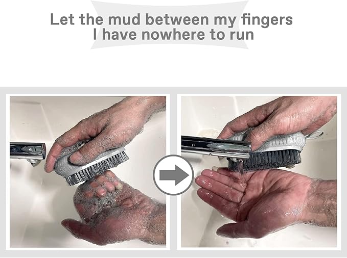 VWMYQ Heavy Duty Fingernail Scrub Brush, Durable Stiff Bristles Hand and Nail Cleaning Brush for Men & Mechanics (Hand Wash Brush - Grey)