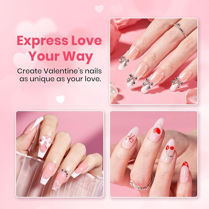 Beetles Rhinestones Glue Kit - 3D Gel Nail Art & Sculpting Gel Glue and with Heart Charm Diamond Jewelry, Spring Nail Decorations for DIY Gel Nail Polish