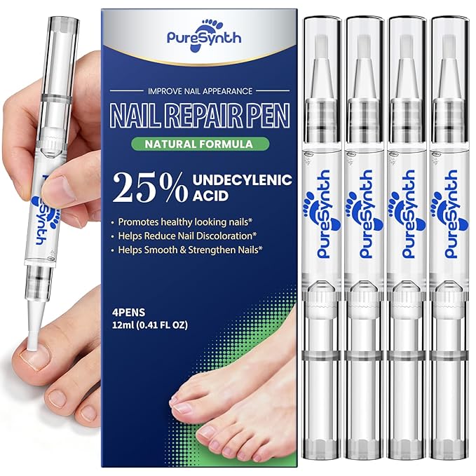 Extra Strength Nail Fungus Repair Pen (OTC Maximum Strength), 25% Undecylenic Acid + Aloe & Vitamin E, For Thick Yellow Discolored Nails,24 mL (0.81 fl oz) Total, 8-Pack,Designed in USA