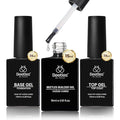 Beetles Builder Gel for Nails,3 Pcs Clear Builder Nail Gel with Base & Top Coat Gel for Nail Strengthening Apex Building Extension for Beginner DIY Salon at Home,UV & LED Lamp Needed