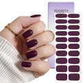 Semi Cured Gel Nail Strips – Real Gel Nail Polish Wraps for Brittle Nails | Long Lasting Easy Peel-Off Removal | Hema-Free | 20-Piece Jelly Solid Dark Purple Salon Kit with File & Stick