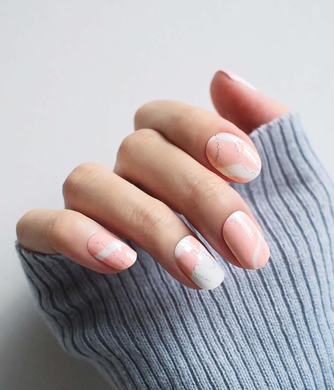 Nail Polish Strips (No UV Lamp Needed) - 22 Pcs Salon Quality Gel Nail Stickers - Long Lasting Wraps (Smoked Salmon)