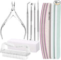 FANDAMEI Manicure Kit, Nail Files 100/180, Cuticle Nippers, Nail Buffer Block, Cuticle Pusher, Cuticle Peeler, Ingrown Toenail Tool, Toenail File, Nail Care Kit, Nail Tools for Manicure, White