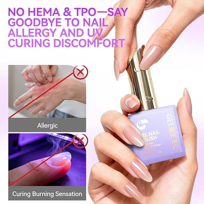 gelike ec Professional Jelly Gel Polish: 12 Nail Colors Set for Salon Technicians with 16ml Big Bottle & Color chart - HEMA & TPO Free Safe Formula Easy to use On Natural or Acrylic Nails