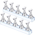 Blulu 2 Sets Nail Stand for Press on Acrylic Nails Display Practice Magnetic Fake Nail Holder for Painting Nails for False Fingernail Manicure Tool Home DIY Salon Supplies(Silver)