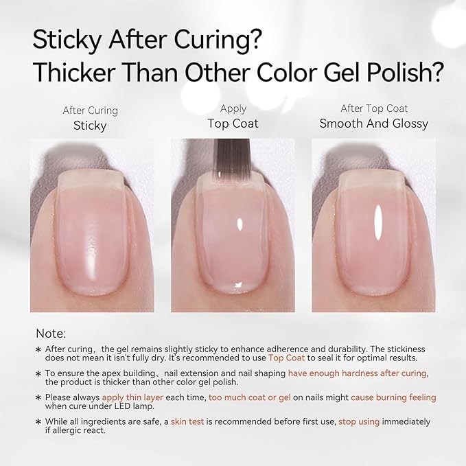 Born Pretty Builder Gel for Nails 8 in 1,Nude Skin Tone Strengthener Glue Apex Enhancement Extension Hard Building Nail Gels Base Gel,Thickening Extension Rhinestone Glue in a Bottle