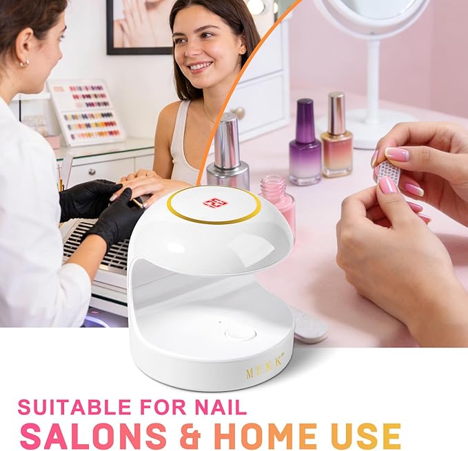 MEKK Mini UV Light for Gel Nails, 18W Cordless Single Finger UV LED Nail Lamp, Portable Small Professional Flash Cure Lamp for Detail Work, Compact Design for Beginners, Travel, Home - White