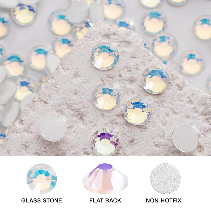 Novani 3000 Pieces Flatback Rhinestones Glass Round Gems F-White Crystals for Nail Art DIY Crafts Clothes Shoes,SS12,3.0-3.2mm