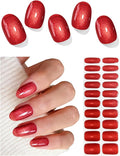 Semi Cured Gel Nail Strips (Red Light-Chasing Cat Eye), 20 Pcs Gel Nail Wraps, Stickers, Works with Any UV Lamps
