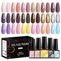 MTSSII 18PCS Gel Nail Polish Set - Nude, Pink, Blue, Yellow - Gel Nail Polish Kit - UV/LED Lamp Compatible - Soak Off - Non-Toxic, Natural Ingredients - Women, All Seasons