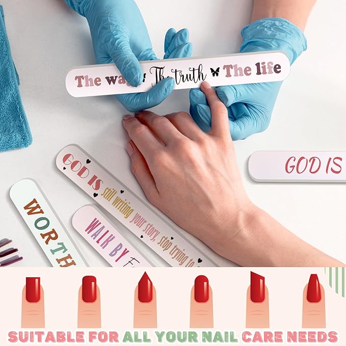 50 Pack Christian Gifts for Women Scripture Mini Nail Files Christian Party Favors Bible Verse Emery Boards Religious Small Gifts for Teacher Mother Employee Staff Coworkers Office Supplies