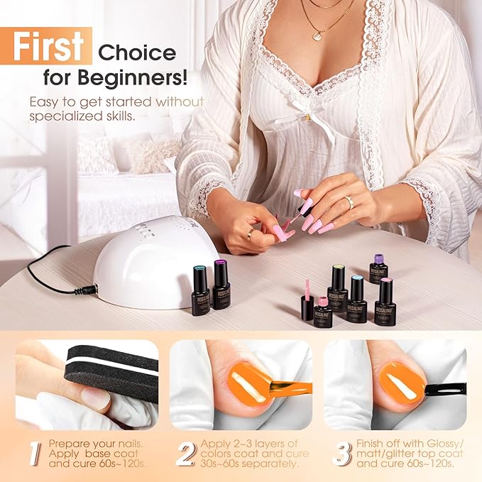 ROSALIND Fall Gel Nail Polish Set - 26 Colors Yellow Orange Burgundy Red Brown Black Green Gel Polish Set with Glossy Matte Glitter Gel Top Base Coat Soak Off Gift for Women