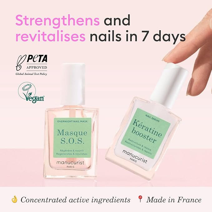 Manucurist Duo Day & Night - Routine for Soft or Damaged Nails - Nail Kit : 1 Nail Strengthener and Growth Serum, 1 Nail Night Mask - Nail Care - Intense Repair - Gifts for Women - Gift