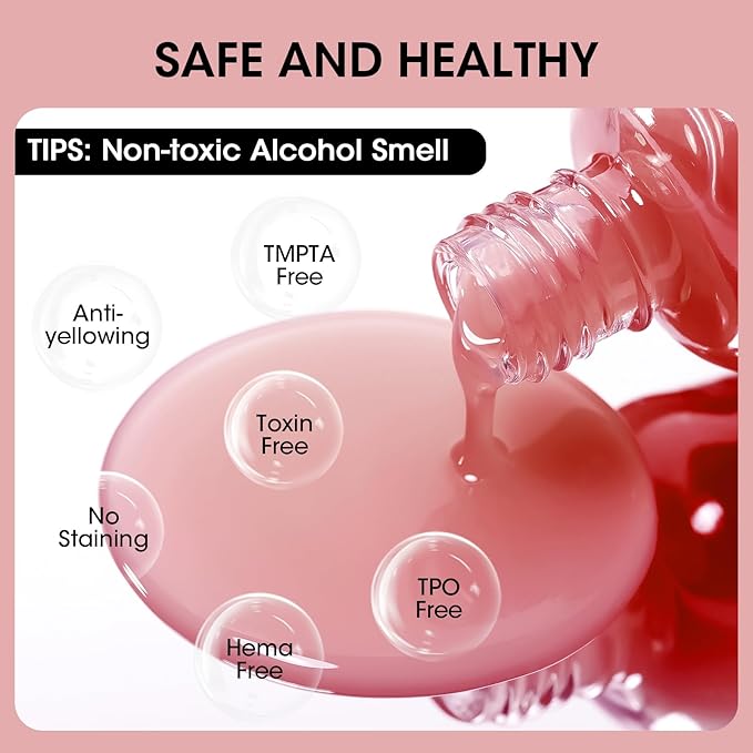 GELLEN Clear Nail Polish Ridge Filling Base Coat, Sheer Red Tint Ridge Filler For Nails, Fortify Nourish Condition Damaged Dry Finger Nails | Shea Butter, Vitamin E, Protein | Toxin HEMA & TPO Free