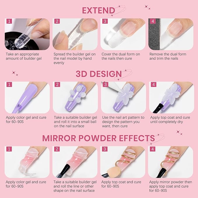 3D Sculpting Gel for Nail Art Pearl White Pink and White Solid Builder Hard Gel for Nail Extend Sculpture Molding Gels Non Stick Hand DIY at Home for Women Girls