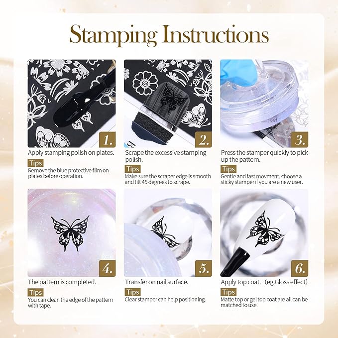 BORN PRETTY Nail Art Stamping Polish White Black Manicure Image Stamp Polish Set Print Polish Varnish 2 Bottles 10ml 0.34fl oz
