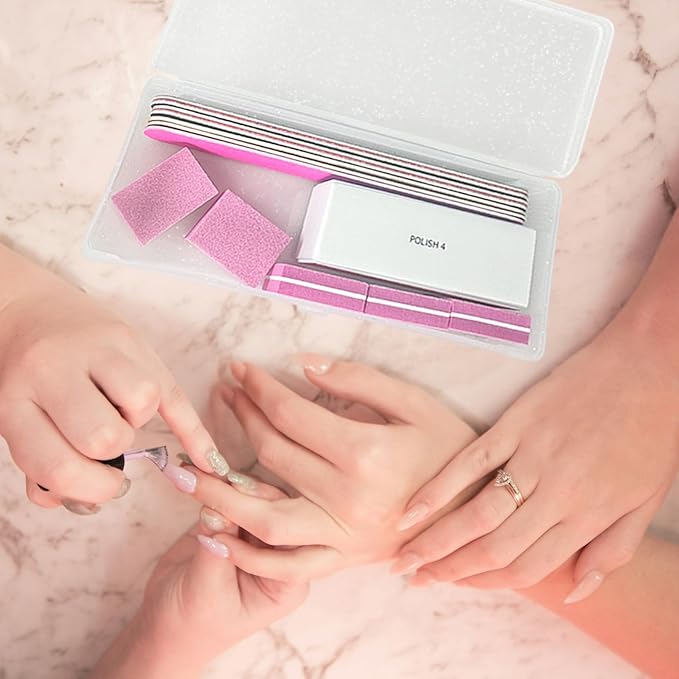 Manicure Tool Box, Nail Tool Organizer Personal Nail Box Storage Case for Organizing, Container for Nail Supplies Clear Plastic Nail Tool Box for Manicure Pedicure Kit (2 Packs)