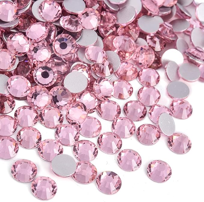 Blinginbox 1440Pieces SS6/1.9-2mm Flat Back Crystal Rhinestones Round Gems for Nail Art,Lt.Pink