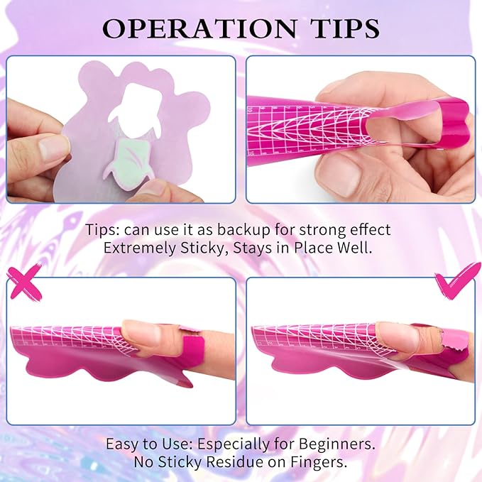 200pcs Nail Form Sticky Nail Forms for Builder Gel Reusable Sturdy Nail Extension Forms Nail Forms for Acrylic Nails Builder Gel Nail Forms, Self-Adhesive Paper Nail Forms Molds Builder NTF051-200pc