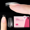 Beetles Tipex Instant Apex Nail Tips Coffin Short 16 Sizes 192 Pcs Pre-Etched Pre-Building Strong Thick Acrylic Tips