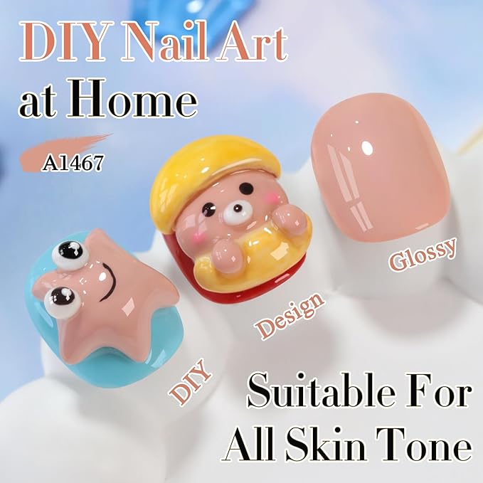 Double Rhythm 0.50 OZ Gel Polish Hema Free Same Color Same Bottle Golden Round Translucent Neutral Natural Milky 15 ML Jelly UV Polish Art DIY at Home (Khaki Nude-C1467)