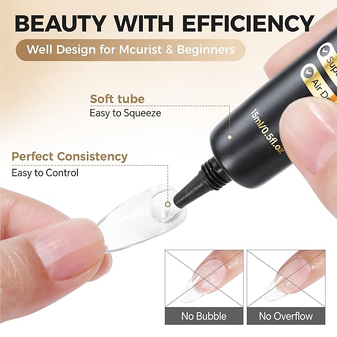 UNA GELLA Strong Nail Glue Gel, 15ml*2pcs No U V/Lamp Needed Nail Gel Glue, Quick Air Drying Semi Solid Nail Glue GEL, Super Strong NAIL G LUE For Press Ons Acrylic False Nails Tips Extension DIY Kit