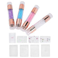 Manicure Stamping Plates, Fashionable Nail Stamper Kit 4Sets Double Ended Pen Colorful Rhinestones for Salon for Home