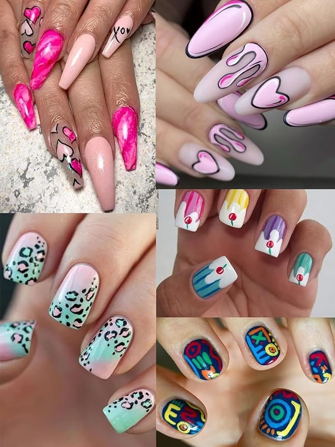 Kalolary 3D Nail Art Pens Set, 12 Color Pens, DIY Nail Art Beauty Adorn Manicure Tools