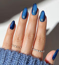 JMEOWIO Gel Nail Stickers Dark Blue Cat Eye Semi Cured Gel Nail Strips Wraps UV/LED Nails Art Design Decoration Accessories