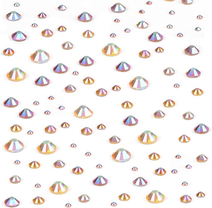 NCB Hotfix Iron on 8000pcs Crystal Rhinestones Round Gem for Crafts Decoration DIY Jewelry Making with a Tweezers and 2 Picking pens (Topaz AB, 6Sizes SS4-SS30)