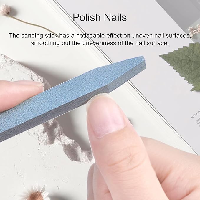 8 Pieces Stone Nail File and Pumice Stone Stick Set - Nail Cuticle Pusher and Buffing Tool for Home and Salon Use