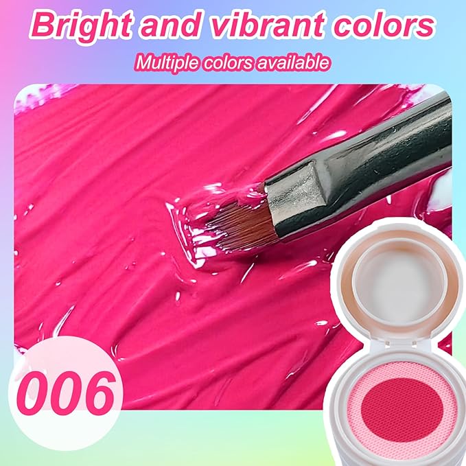 Neon Patting Gel Polish, 6 Color Bright Fluorescent Cushion Gradient Solid Aura Pat Painting Gel Set with Ombre Nail Sponge for DIY Beginner Design Salon Home Soak Off UV, D