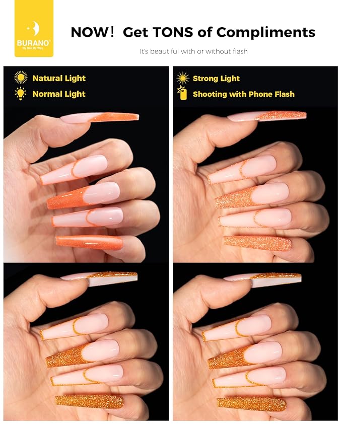 BURANO Gel Nail Polish Liner Nail Art Polish, Silver Gold Painted Gel Nail Design Polish 2 Bottle 8ml, Build in Thin Nail Brush Curing Required LX24 LX29