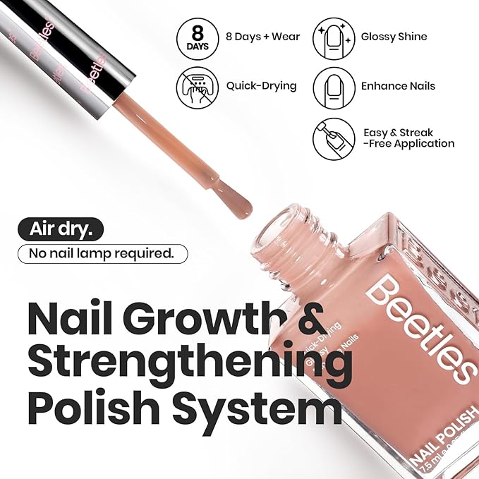 Beetles Jelly Nail Polish Set P186,6 Colors Burgundy Pink Nude Quick Dry Nail Polish Fingernail Fast Drying & Long Lasting Nail Strengthener Polish for Valentines