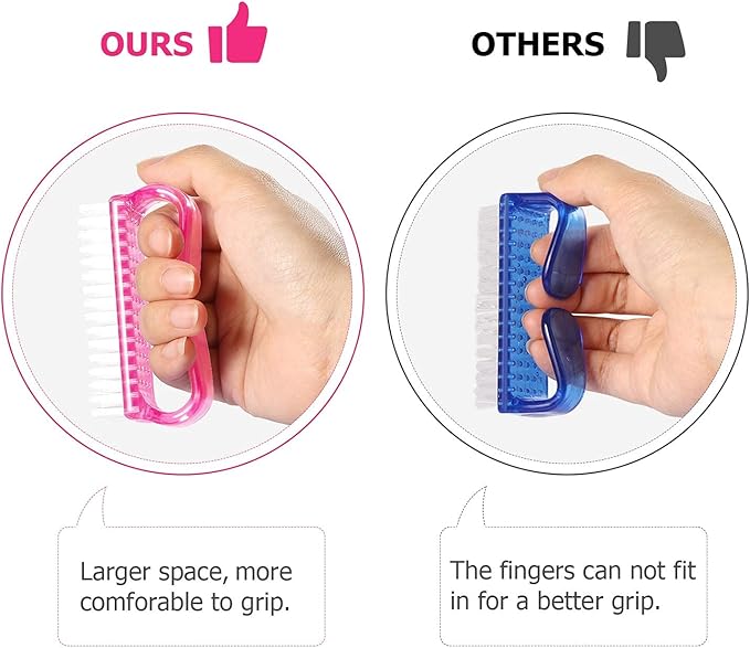 Handle Grip Nail Brush, Hand Fingernail Brush Cleaner Scrubbing Kit Pedicure for Toes and Nails Men Women (4 Pack)
