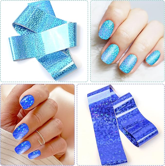 20 Rolls Blue Purple Nail Art Foil Transfer Sticker Kit - Blue & Purple Foil Transfers Decals for Nail Art