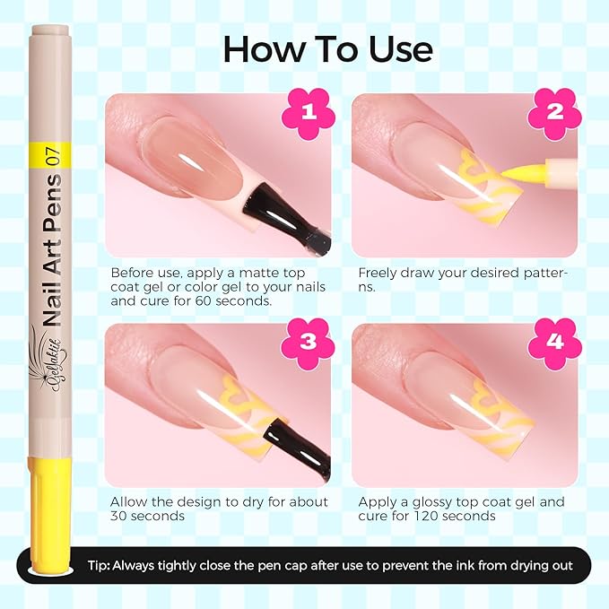 6 Color 3D Nail Art Pens Set, 0.7MM Nail Polish Pens Quick-Drying Acrylic Paint Markers, DIY Nail Design for Dotting Drawing Painting Liner, Home & Salon Manicure Tools Christmas Beginners Gifts