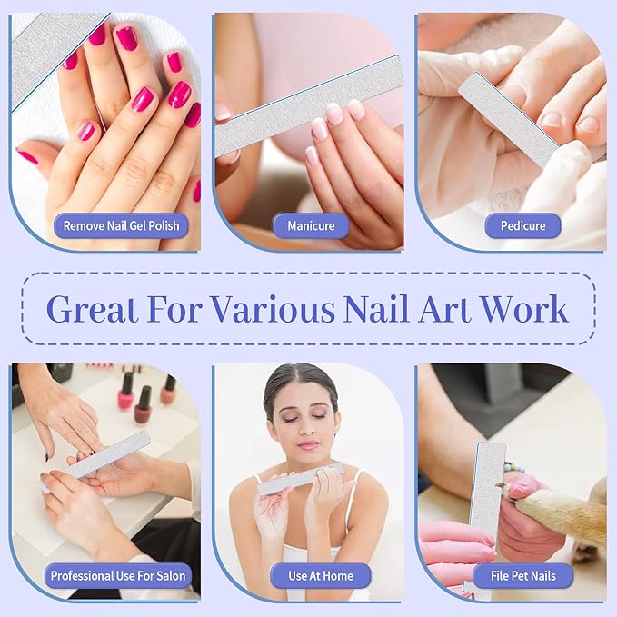 25 Pcs Nail Files 80/80 Grit for Acrylic & Gel Nails, Double Sided Emery Board for Home & Salon Use
