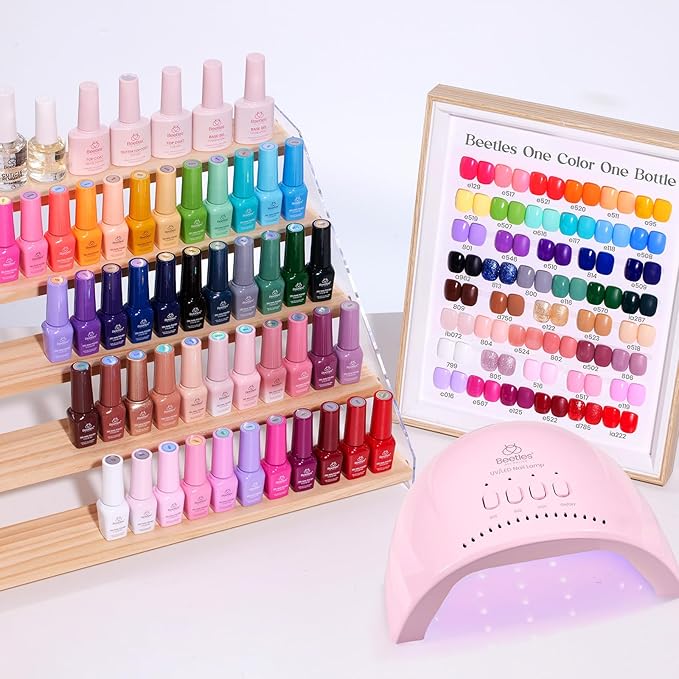 Beetles Gel Nail Polish Kit with U V Light - 45 Colors Valentines Gel Polish Set 75 Pcs One Color One Bottle Emotional Journey Kit with Top Base Coat Beauty Must Have Salon Gifts for Women Teen Girls