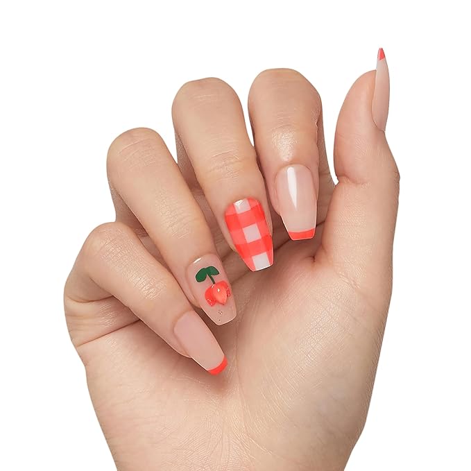 KISS Gel Fantasy Allure Press On Nails, Ready to Wear, 3D Design, Waterproof, Pink Gel Nail Glue 0.07 Oz. (2g), Manicure Stick & Mini File, 28 Count