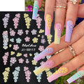 Nail Stickers, 5 Sheets Floral Nail Art Decals, Self-Adhesive 5D Embossed Designs for DIY Manicure