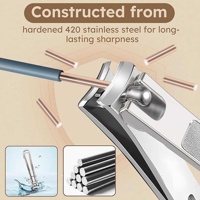 Upgrade Big Long Handled Toenail Clippers for Thick Nails for Seniors, Slanted Angled Head Large Toe Nail Clippers with Catcher, Wide Opening Sharp Precision Finger Nail Cutter for Men Women