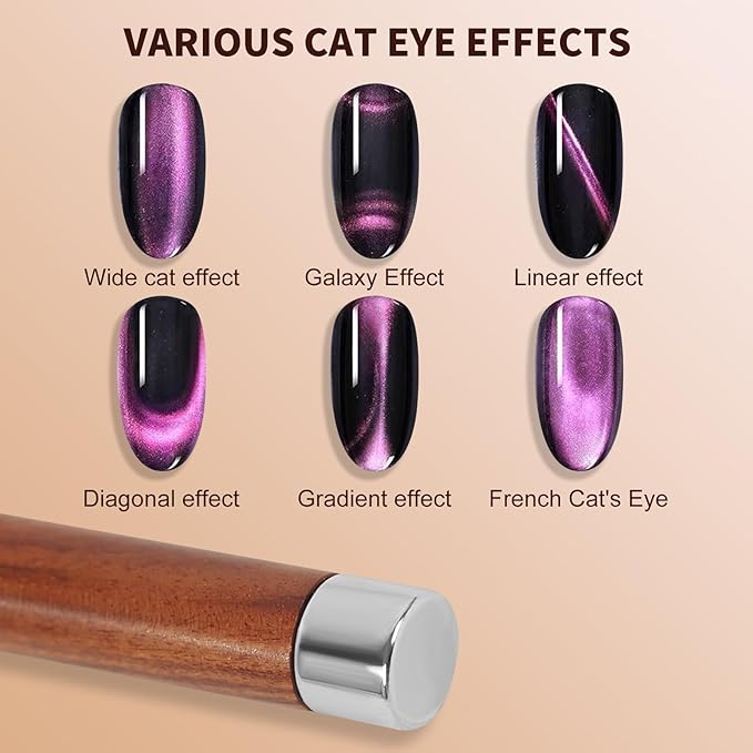 2 IN 1 Acrylic Nail Brush with Magnet,Dual-Ended Nail Art Brush,Cat Eye Magnet for Nails Polish Brushes for Nail Art, Flat Brush for Home Use or Salon