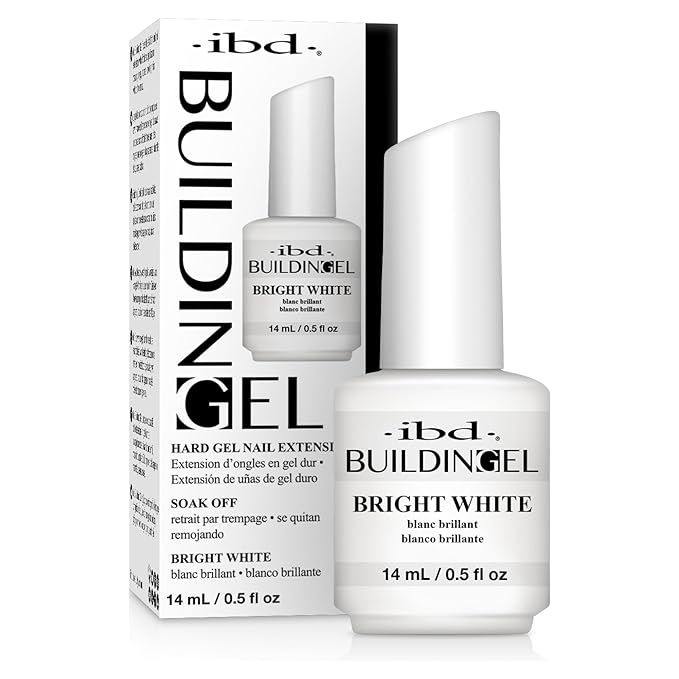 IBD Building Gel, Hard Gel Nail Extension, Bright White - Made in USA, 0.5 oz