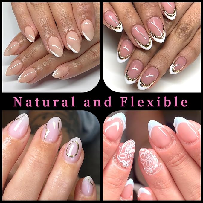 AddFavor Short Almond Nail Tips, 600pcs Soft Gel Nail Tips Almond Fake Nails Full Cover Clear False Acrylic Nails Tip for Press on Nails, Nail Extensions