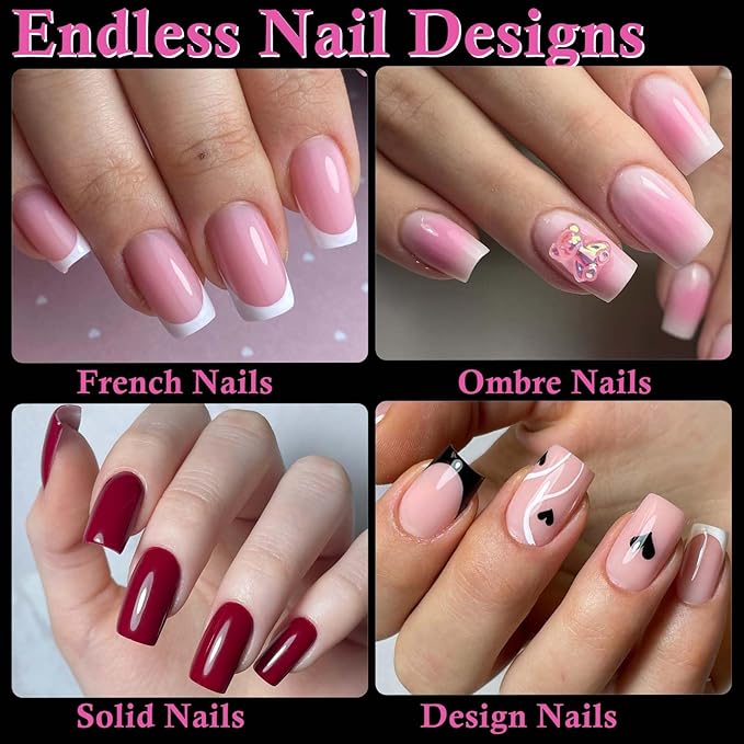 300pc Medium Round Square Nail Tips, Soft Gel Nail Tip Fake Nails Squoval Artificial Fingernail, 15 Sizes Full Cover Clear Press on Nail Medium Square Acrylic Nails Tips for Nail Extension