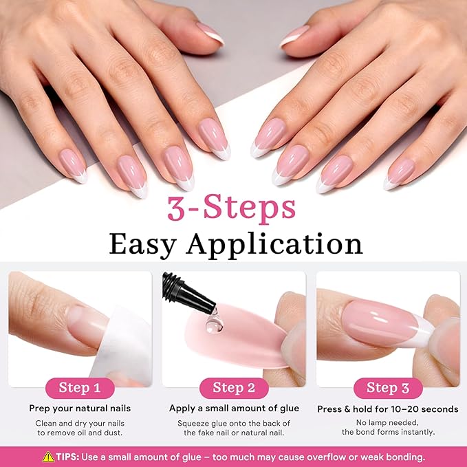 Nail Glue for Press on Nails 5g*5Pcs, Super Strong Quick Drying Semi Solid Glue On Nails, Press on Semi-Solid Gel for Nail Tips & Acrylic Fake Nails, No UV Light Needed, Long Lasting 28+ Days